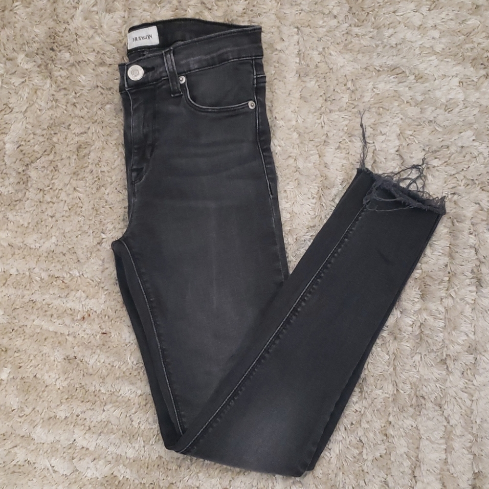 Hudson Natalie Super Skinny Jeans in Dark Gray